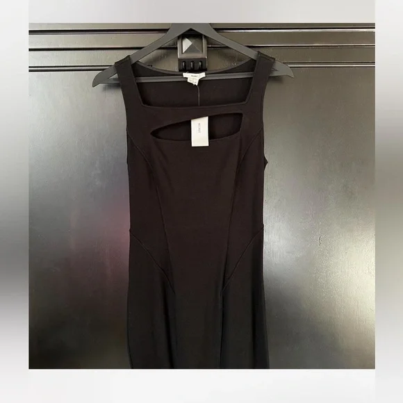 HELMUT Lang Gala Knit Aline Bodycon Black Dress Size Large Designer NWT  Viscose